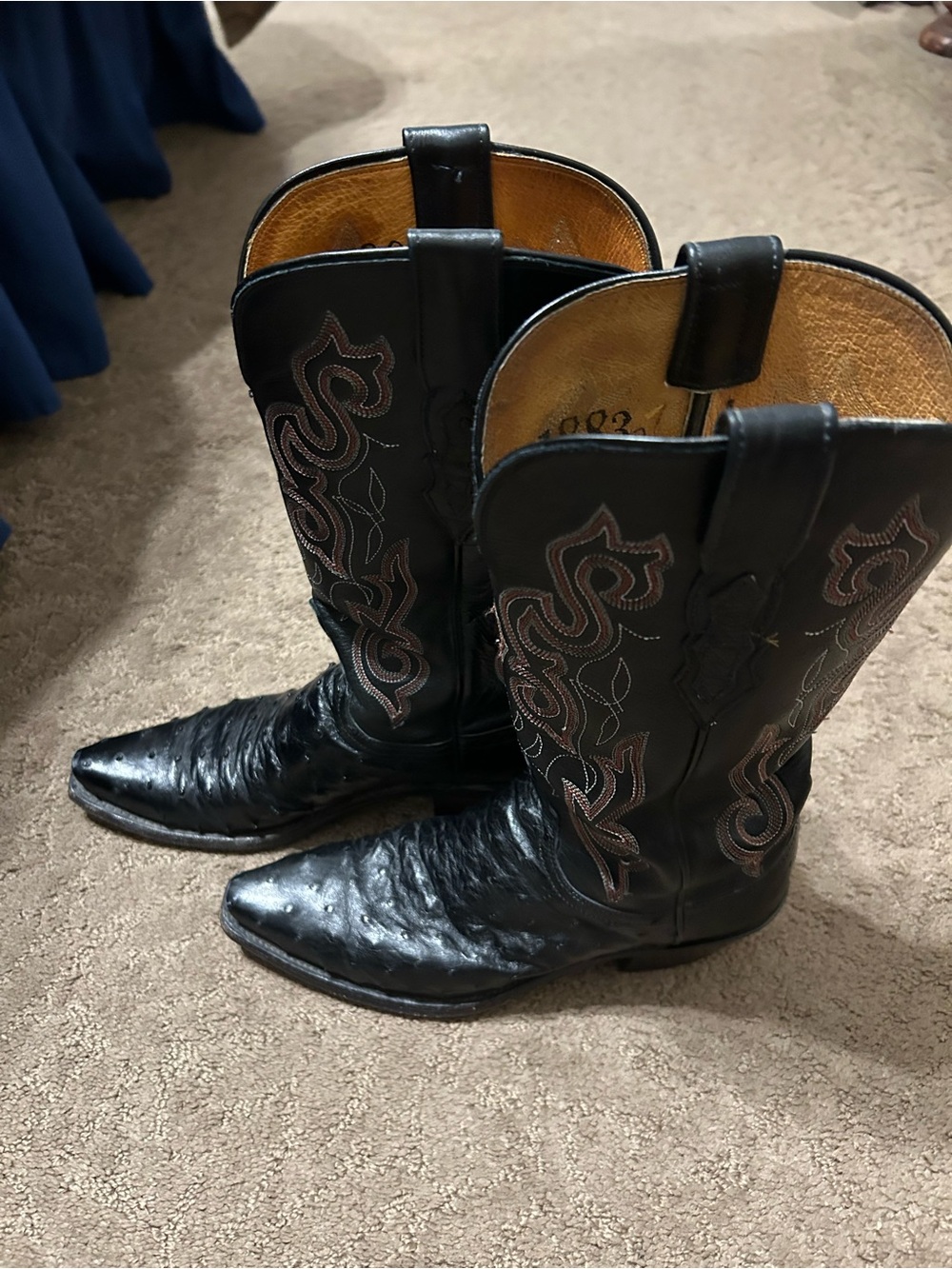 Lucchese women’s black ostrich boots